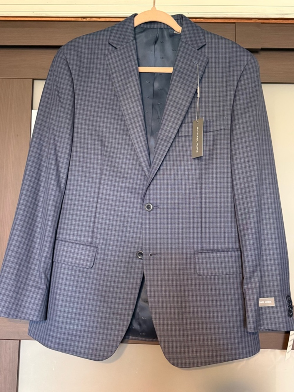 Michael Kors Men's Navy Checked Sport Coat